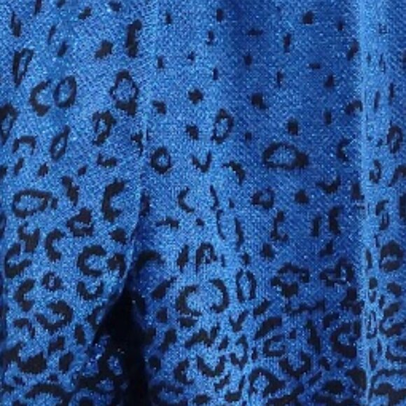 ALFRED DUNNER BLUE & BLACK LEOPARD PRINT STUDS BLING FAUX CAMI 3/4 SLEEVE LG - Picture 3 of 12